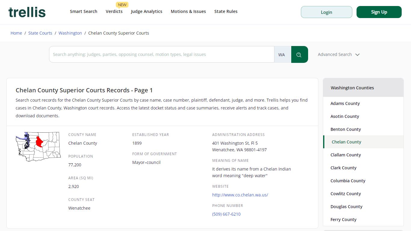 Chelan County Superior Court Records | Docket Search ... - Trellis